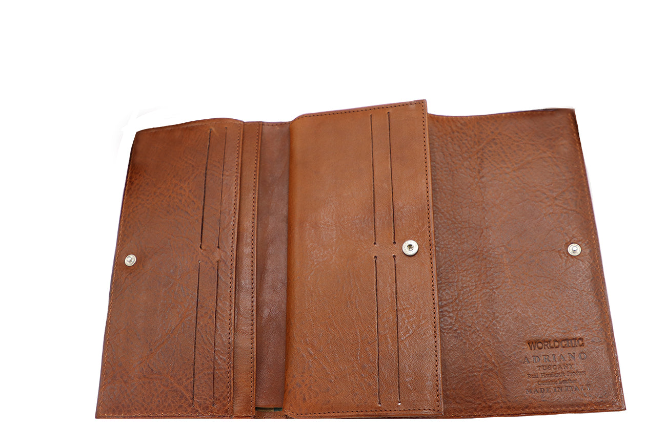 Women's Brown Italian Leather Wallet. 100% made in Italy - World Chic