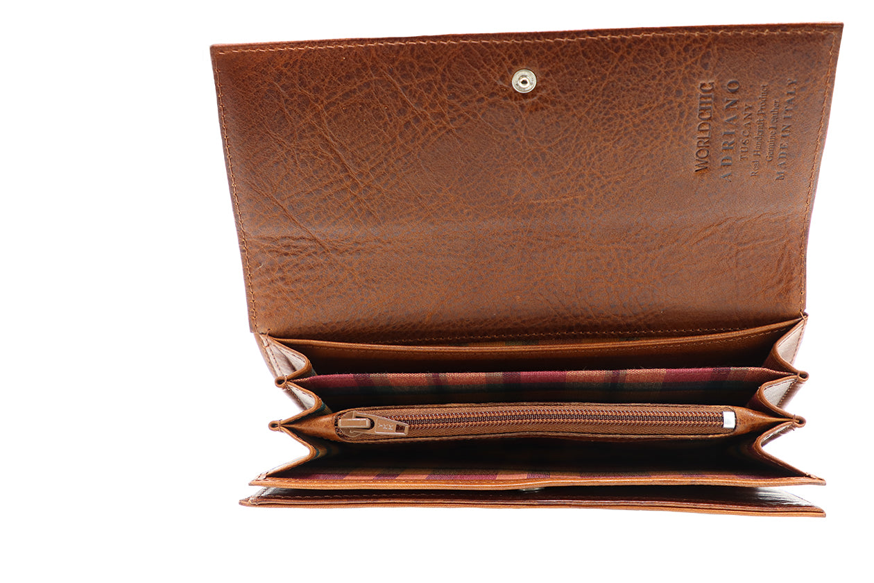 Women's Brown Italian Leather Wallet. 100% made in Italy - World Chic