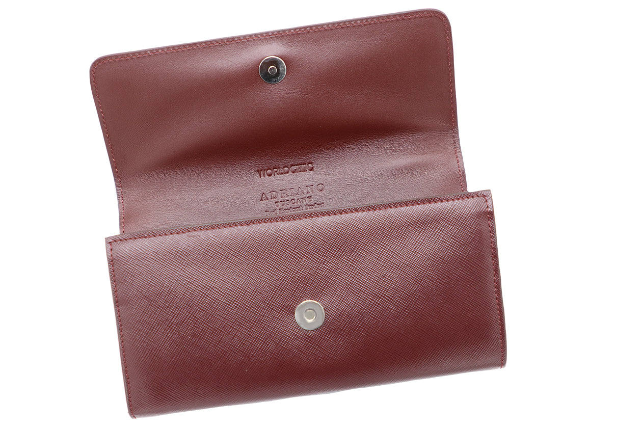 Women's Burgundy Italian Leather Wallet. 100% made in Italy - World Chic