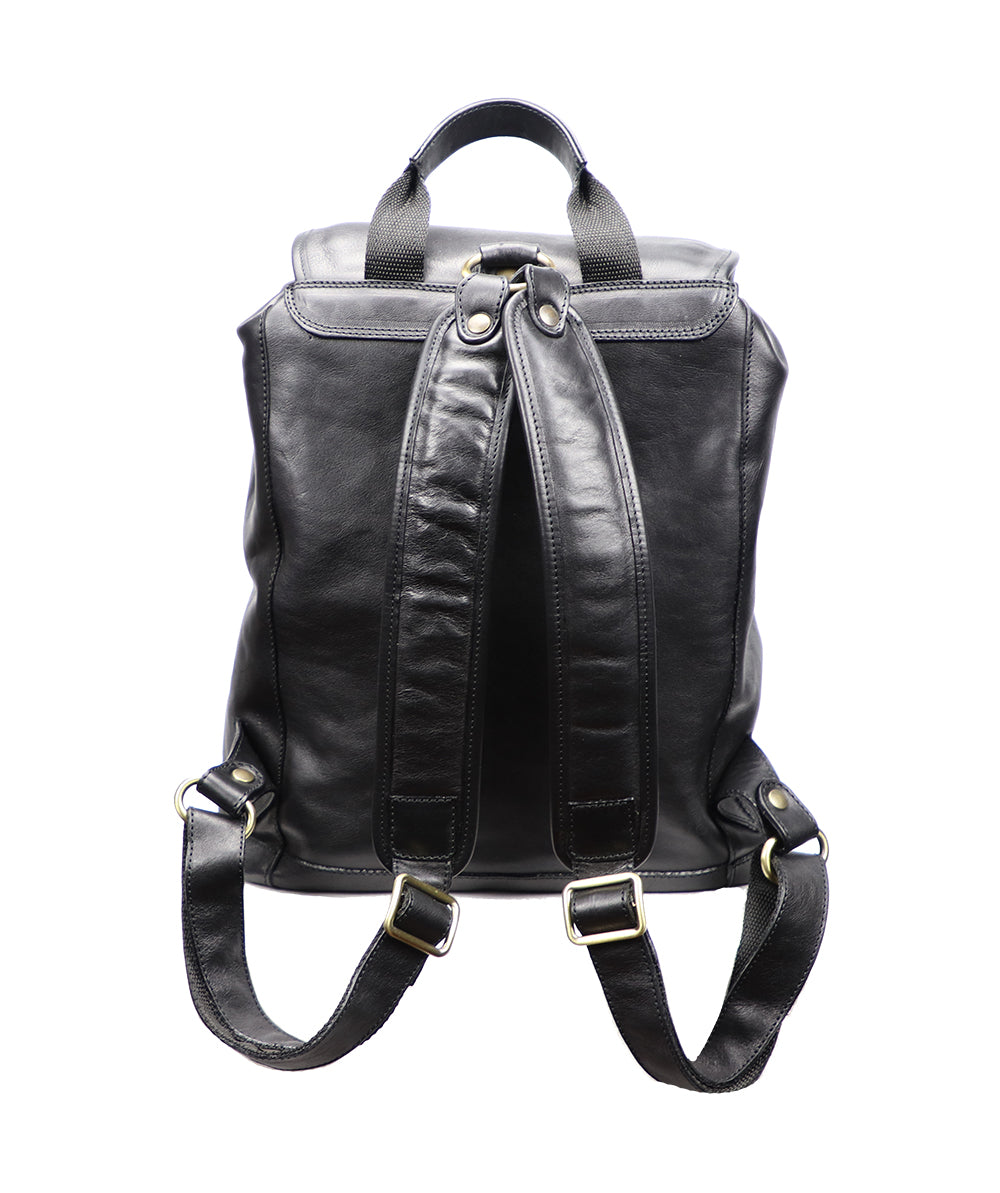 Black Italian Leather Backpack. 100% made in Italy - World Chic