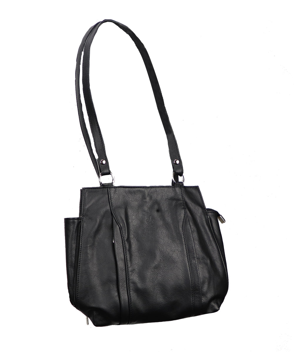 Women's black Italian leather bag and backpack at World Chic