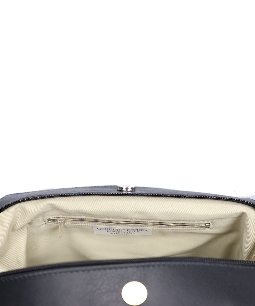 Women's black Italian leather bag and backpack at World Chic