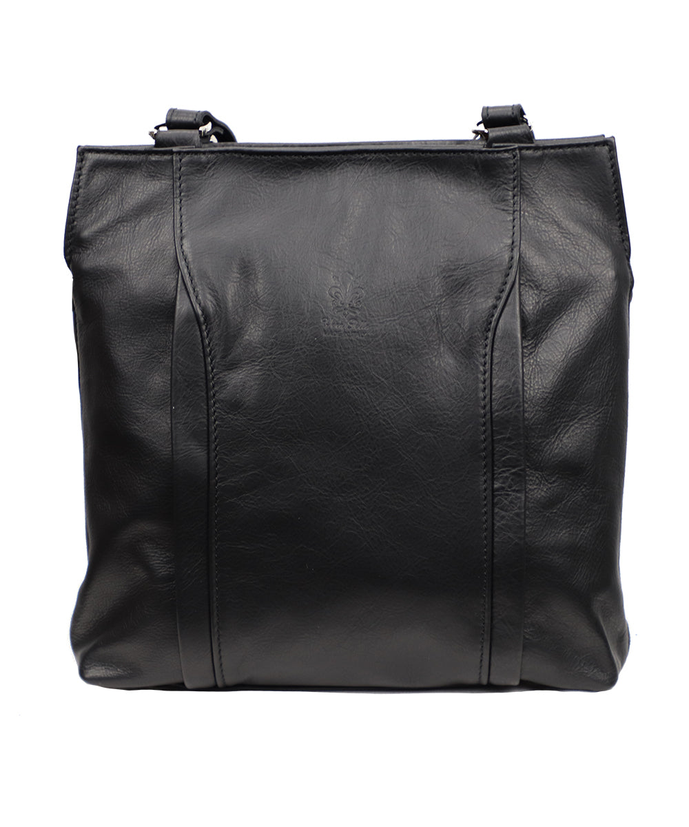 Women's black Italian leather bag and backpack at World Chic