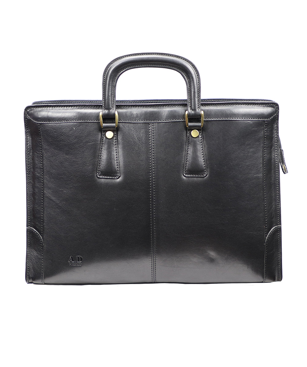 Women's Black Italian Leather Briefcase. 100% made in Italy - World Chic