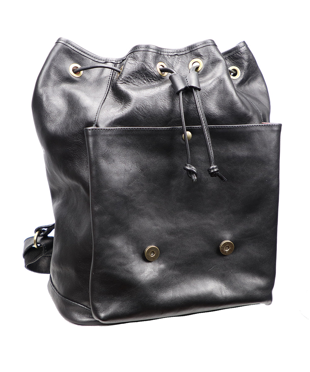 Black Italian Leather Backpack. 100% made in Italy - World Chic