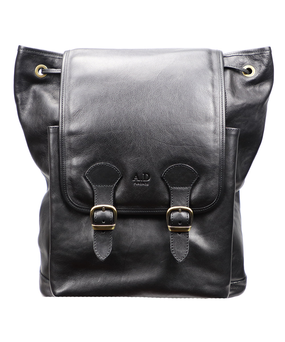 Black Italian Leather Backpack. 100% made in Italy - World Chic