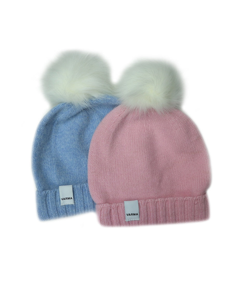 Pink and Blue Child's Icelandic Wool Beanie - 100% Made in Iceland - World Chic