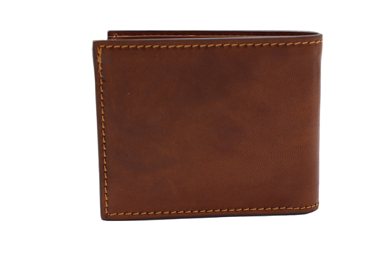 Men's Brown Italian Leather Wallet - 6 Card Slot. 100% made in Italy - World Chic