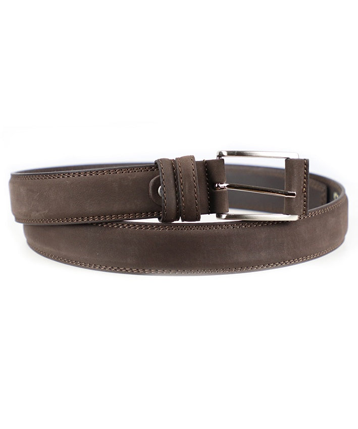 Nubuck Belt - Dark Brown Men's Italian Leather Belt. 100% made in Italy - World Chic