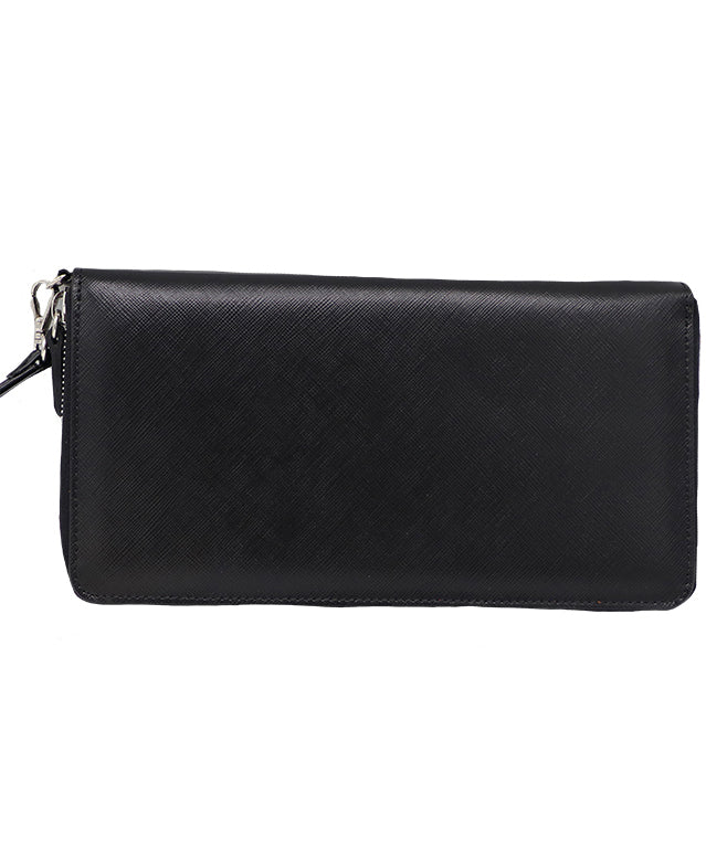Large Women's Black Italian Leather Wallet. 100% made in Italy - World Chic