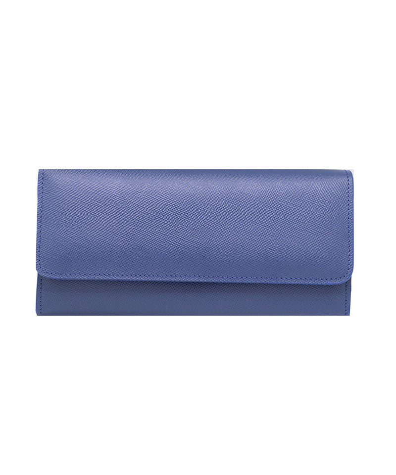 Women's Blue Italian Leather Wallet. 100% made in Italy - World Chic