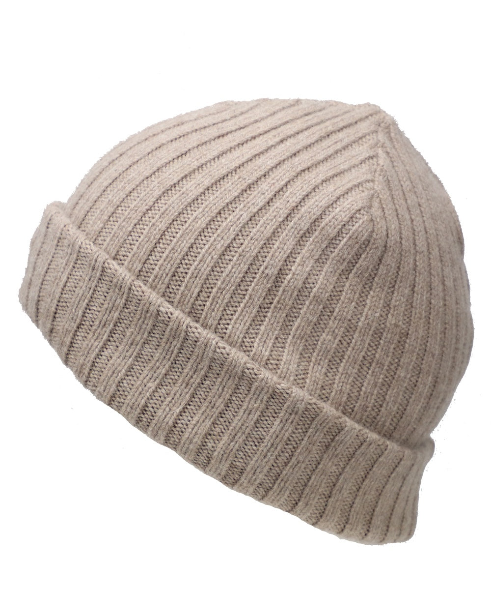Beige Men and Women's Icelandic Wool Ribbed Beanie - 100% Made in Iceland - World Chic