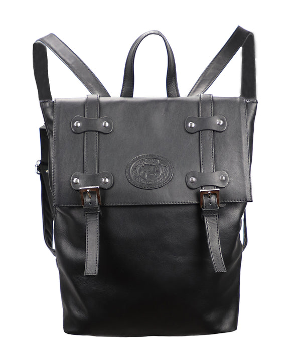 Black Italian Leather Backpack. 100% made in Italy - Figus Designer - World Chic