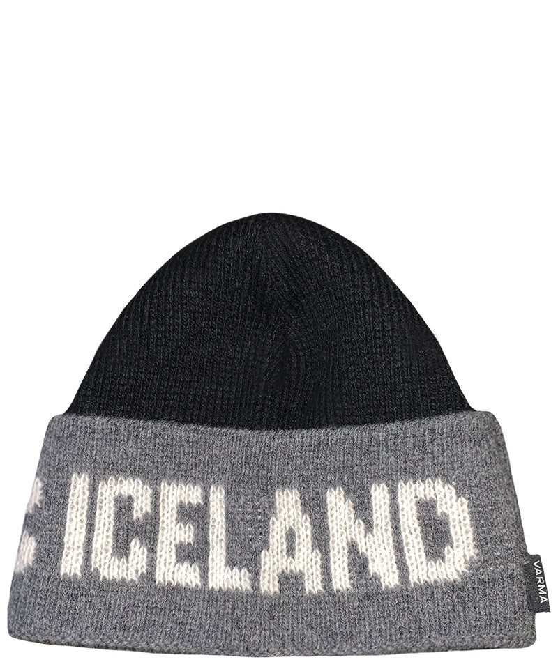 Black and Gray World Chic x Iceland - Men and Women's Icelandic Wool Exclusive Beanie - 100% Made in Iceland - World Chic