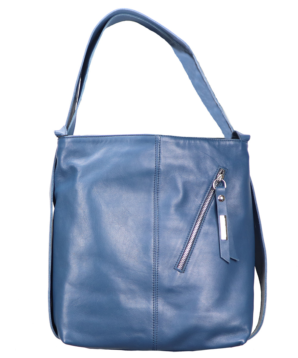 Blue Jean Italian Leather Handbag and Backpack - Made in Italy - Figus Designer - World Chic
