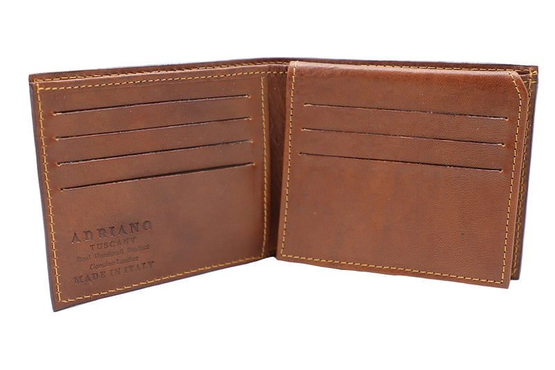 Men's Large Brown Italian Leather Wallet. 11 Card Slots. 100% made in Italy - World Chic