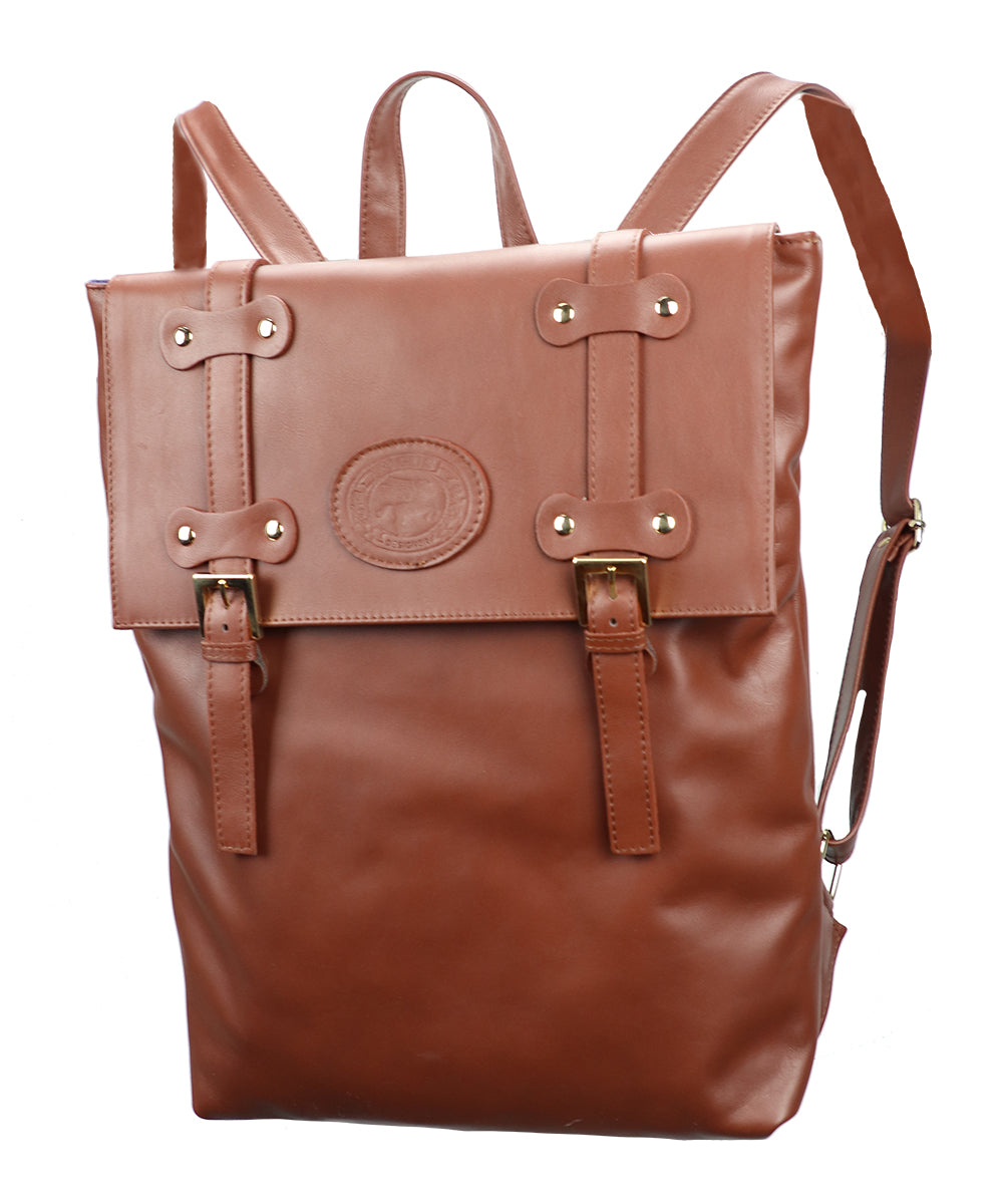 Brown Italian Leather Backpack. 100% made in Italy - Figus Designer - World Chic