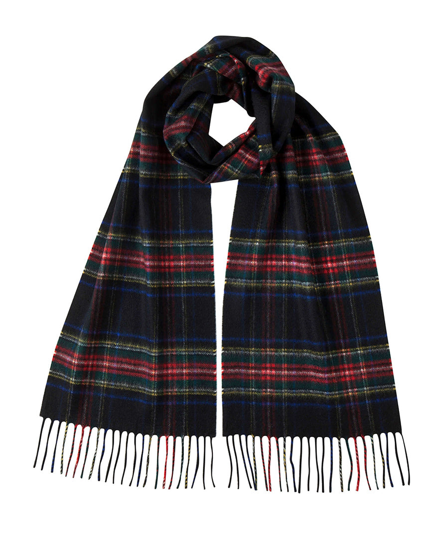 Black Stewart - Tartan Pattern Cashmere Scarf - 100% Made in Scotland - World Chic