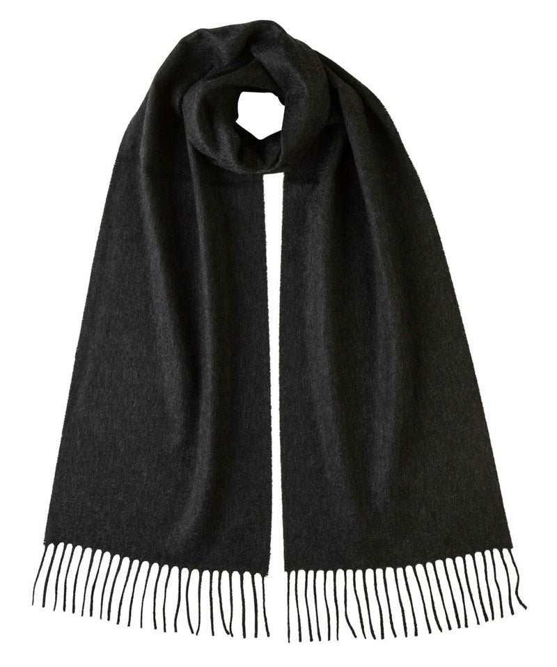 Cashmere Scarf - Charcoal -  100% Made in Scotland - World Chic