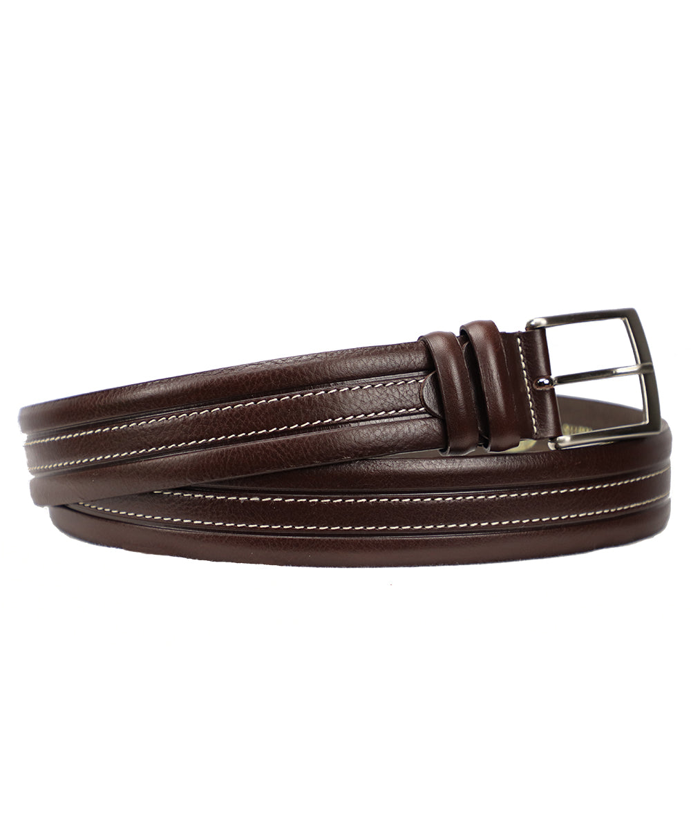 Men's Dark Brown Italian Leather Belt. 100% made in Italy - World Chic