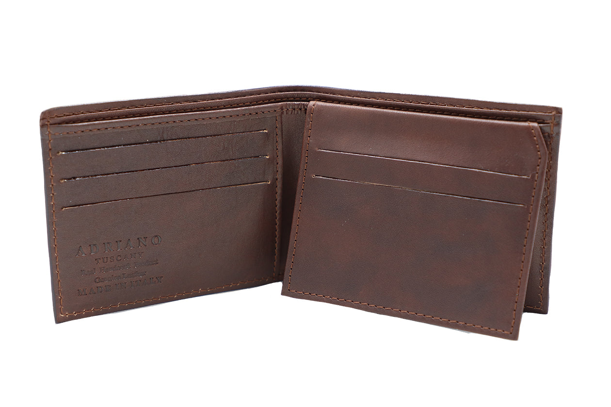 Men's Dark Brown Italian Leather Wallet. 8 Card Slots.100% made in Italy - World Chic