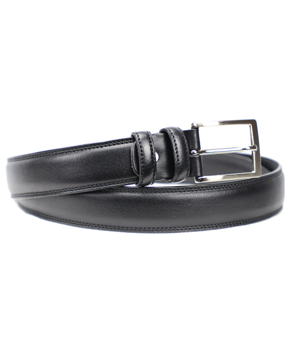 Men's Black Italian Leather Belt. 100% made in Italy - World Chic