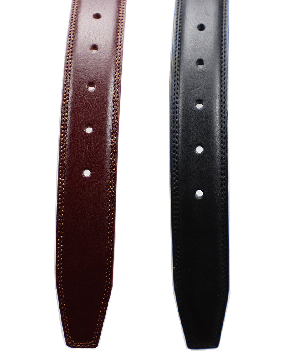 Men's Black and Dark Red Italian Leather Belt. 100% made in Italy - World Chic