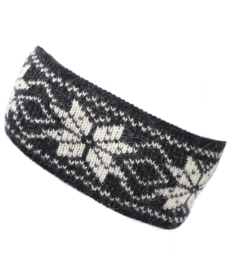 Gray and White - Men and Women's Icelandic Wool Patterned Headband- 100% Made in Iceland - World Chic