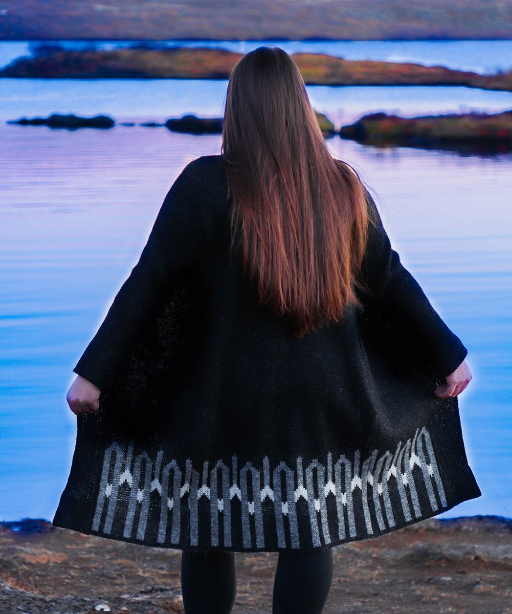 Black Cardigan -Men and Women's Icelandic Wool Cardigan- 100% Made in Iceland - World Chic