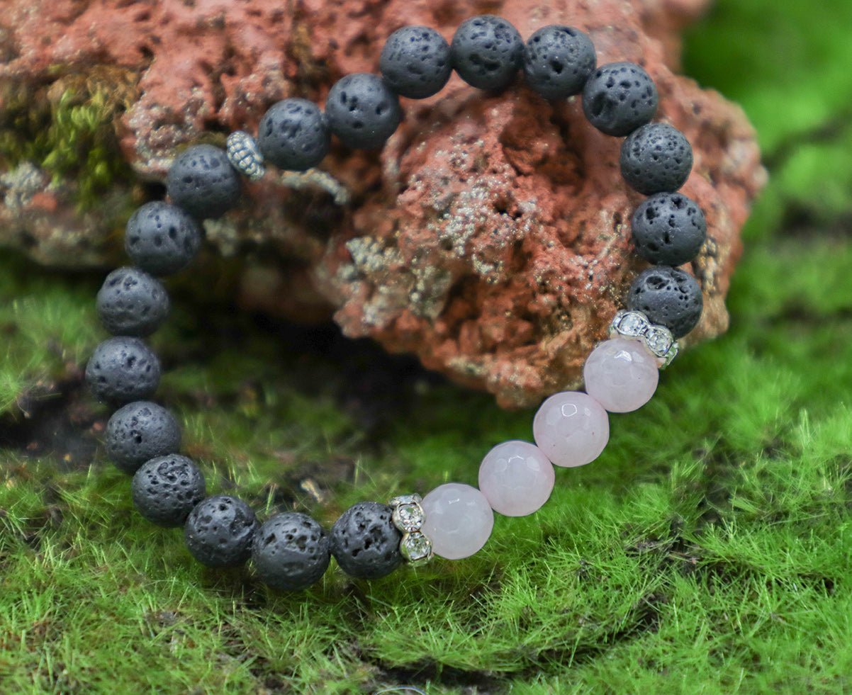 Rose Quartz and Lava Rock Bracelet - Iceland Lava Rock Jewelry – 100% Made in Iceland – World Chic