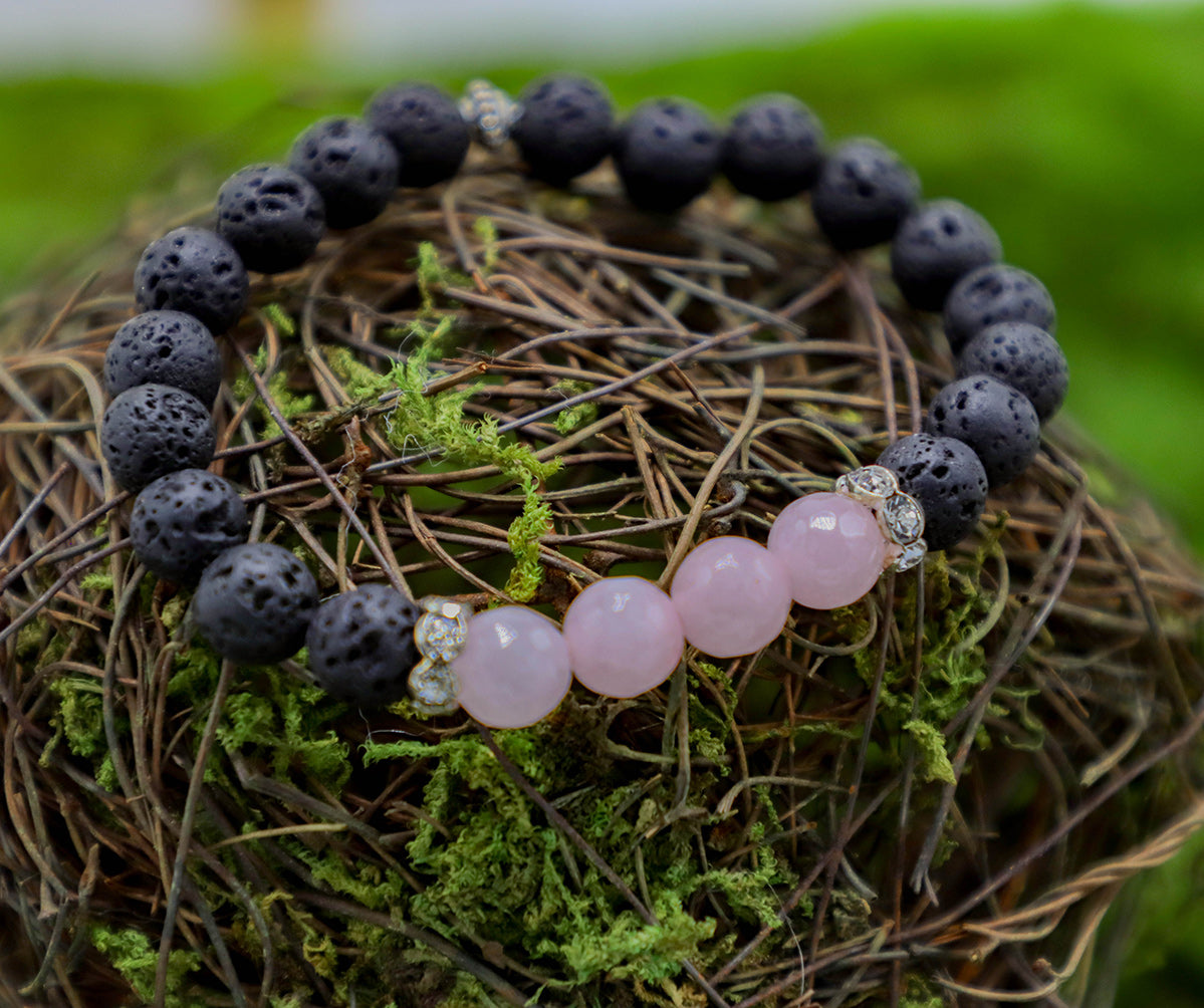 Rose Quartz and Lava Rock Bracelet - Iceland Lava Rock Jewelry – 100% Made in Iceland – World Chic