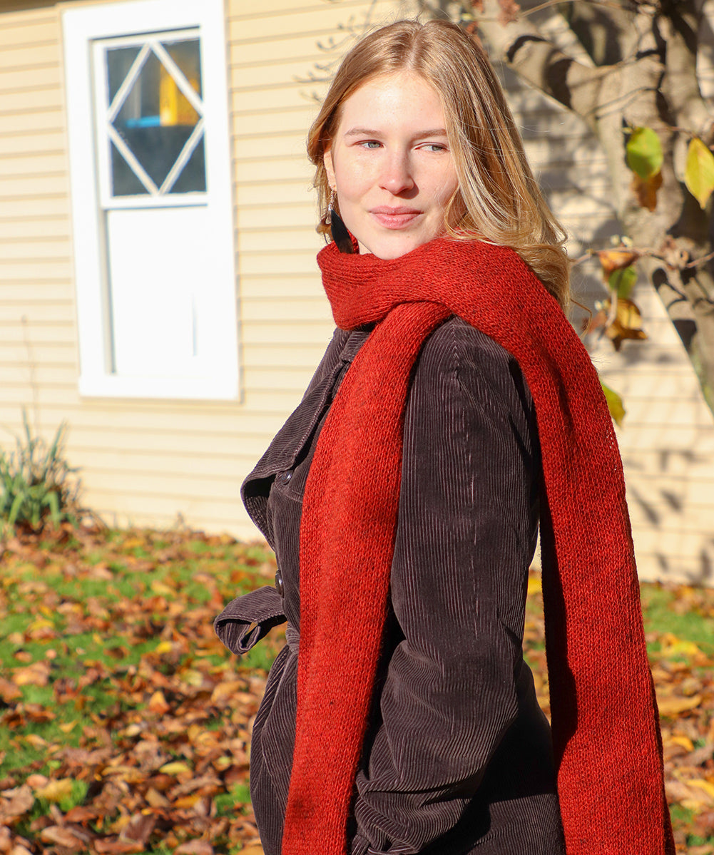 Long Wool Scarf in Red - Men and Women's Icelandic Wool Scarf - 100% Made in Iceland - World Chic