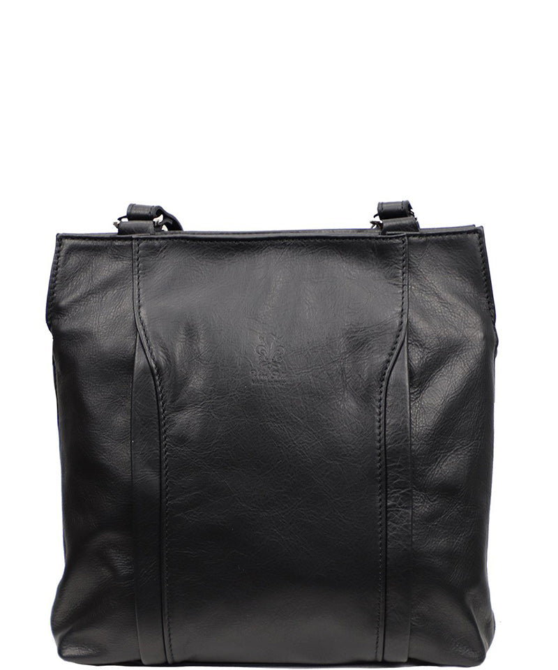 Women's black Italian leather bag and backpack at World Chic