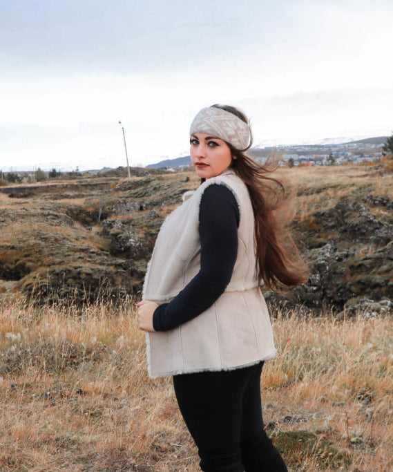 Shearling Vest - Beige Women's Icelandic Wool Fur Vest Reversible - 100% Made in Iceland - World Chic