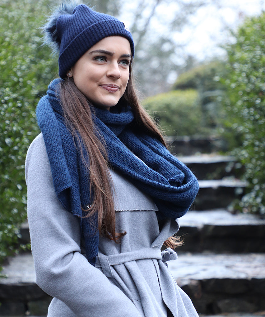 Long Wool Scarf in Blue - Men and Women's Icelandic Wool Scarf - 100% Made in Iceland - World Chic