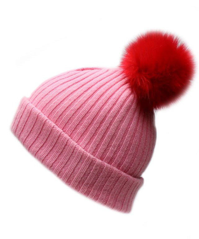 Pink Men and Women's Icelandic Wool Pom Beanie - 100% Made in Iceland - World Chic