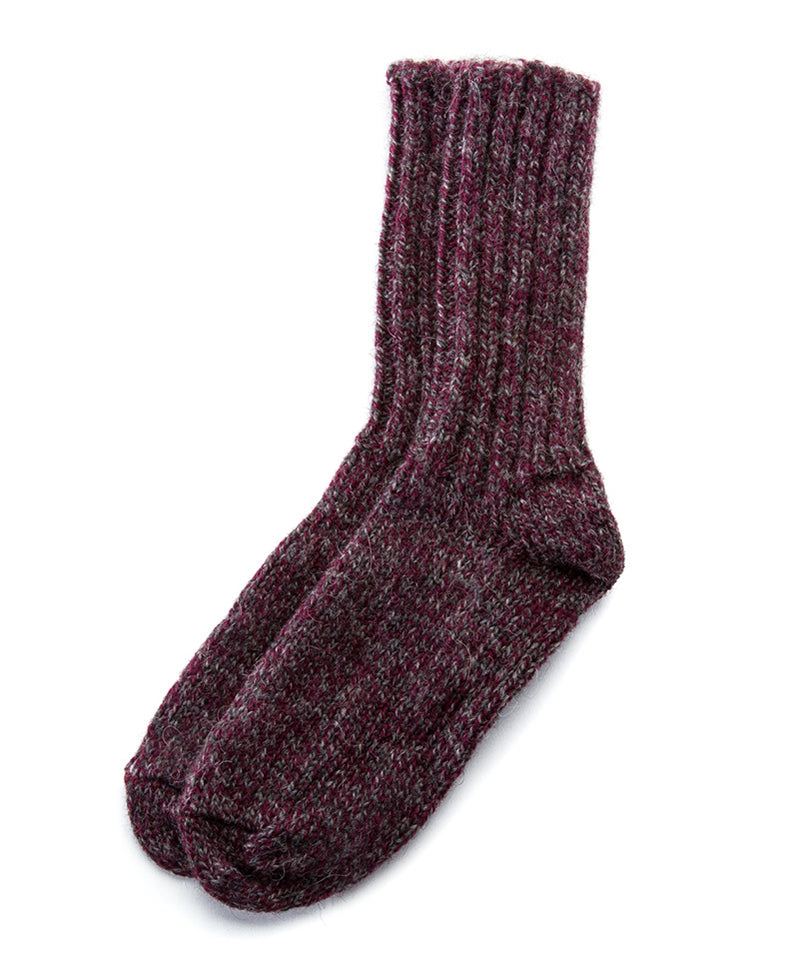 Burgundy Men and Women's Icelandic Wool Rag Socks- 100% Made in Iceland - World Chic