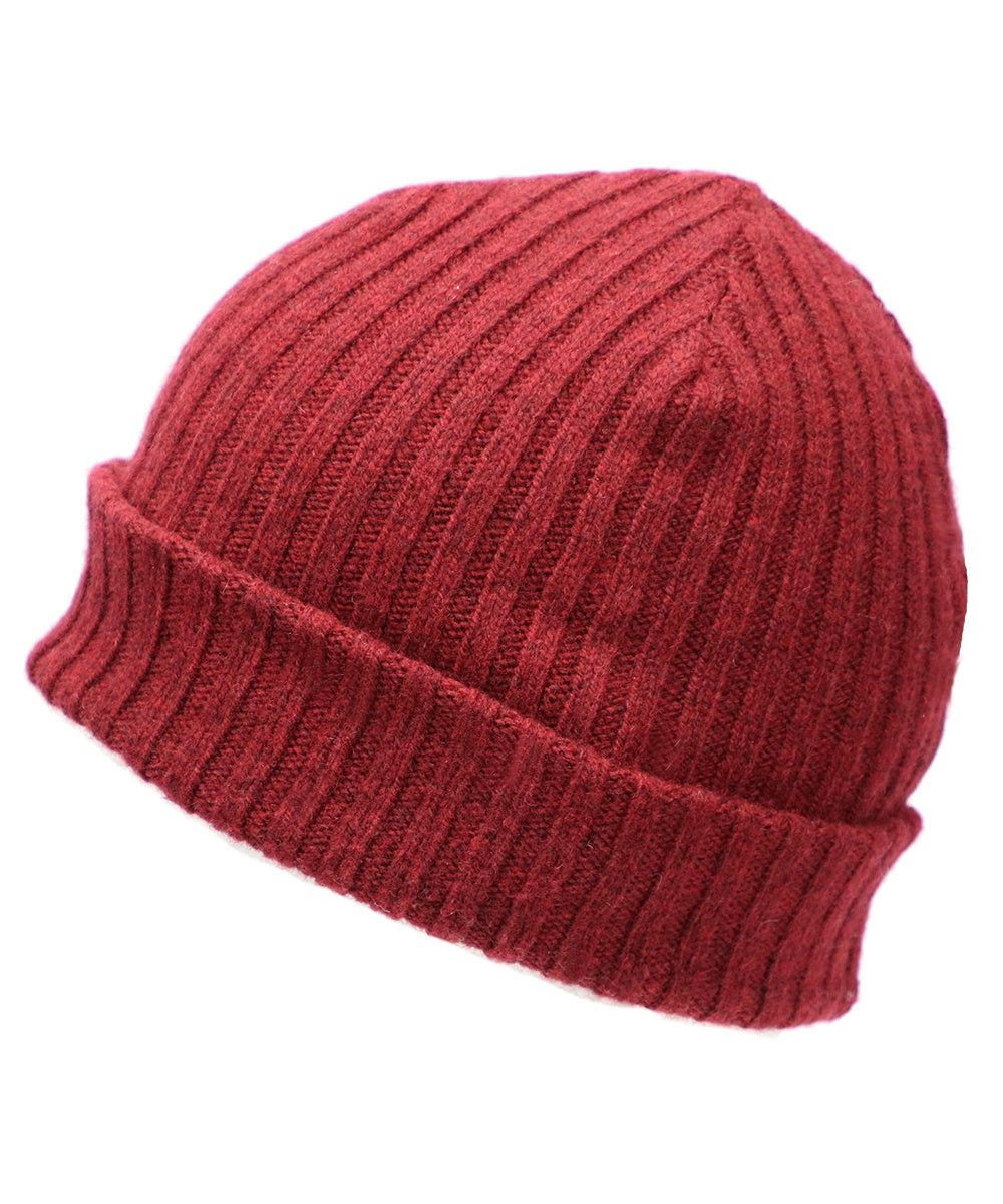 Red Men and Women's Icelandic Wool Ribbed Beanie - 100% Made in Iceland - World Chic