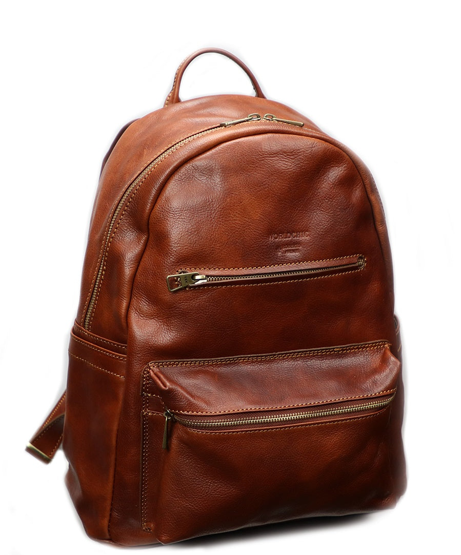 Brown Italian Leather Backpack - 100% made in Italy - World Chic