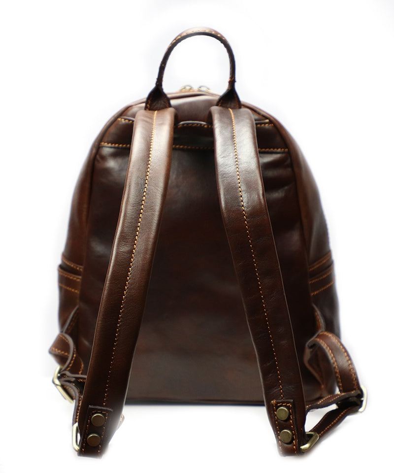 Dark Brown Italian Leather Backpack. 100% Made in Italy - World Chic