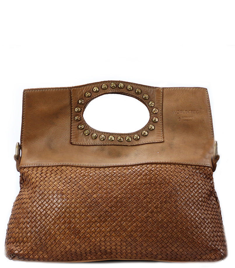 Women's Natural Italian Leather Handbag and Crossbody - World Chic