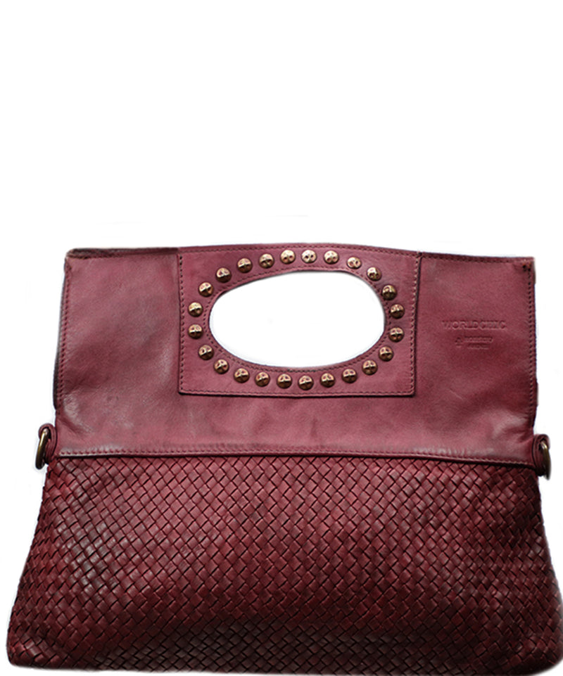 Women's Burgundy Italian Leather Handbag and Crossbody - World Chic