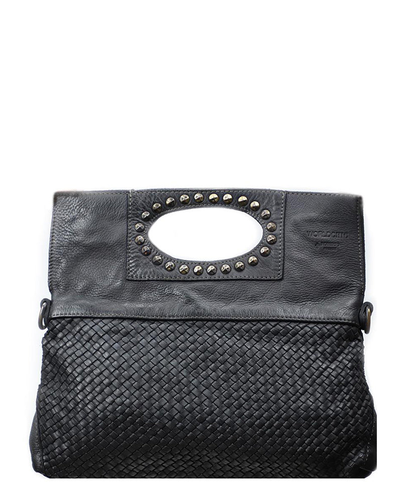 Women's Black Italian Leather Handbag and Crossbody - World Chic