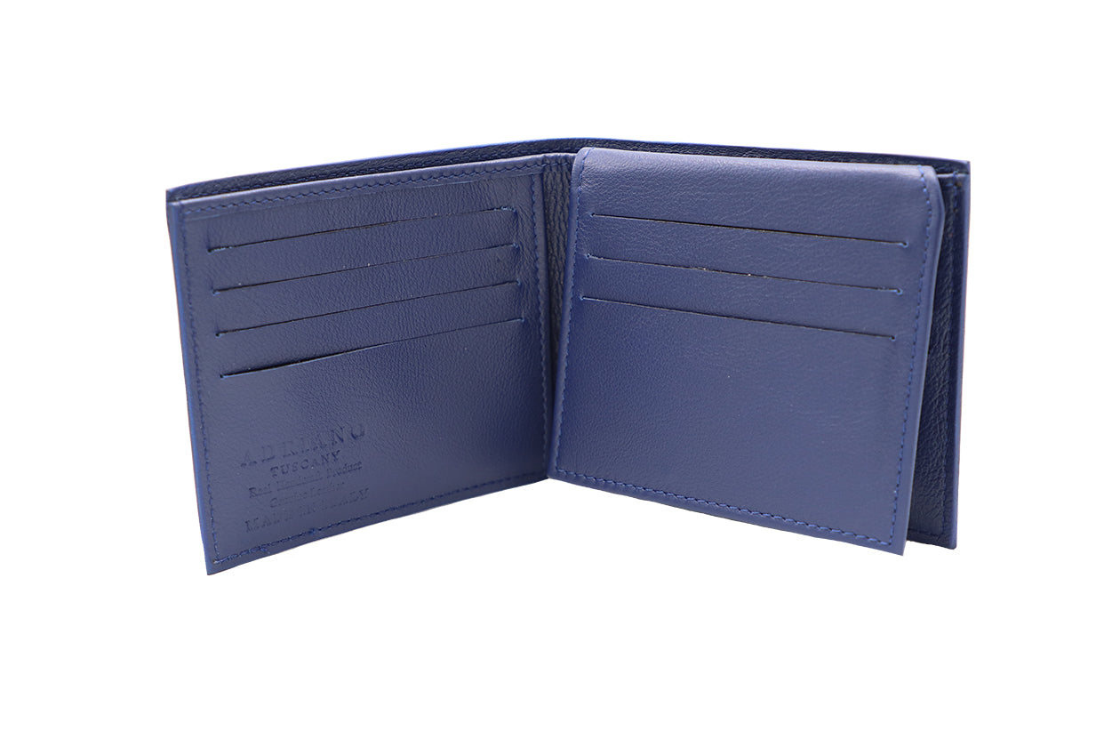 Men's Blue Italian Leather Wallet. 11 Card Slots. 100% made in Italy - World Chic