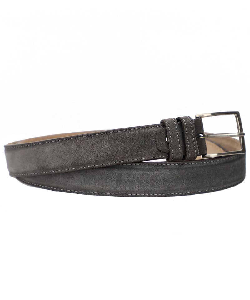 Men's Suede Gray Italian Leather Belt. 100% made in Italy - World Chic