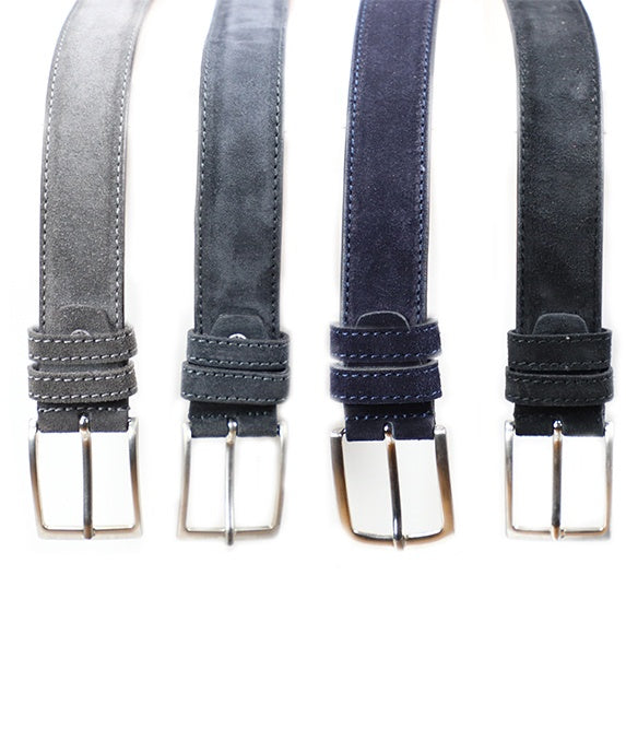 Suede Belts Together - Men's Black, Gray, Blue Italian Leather Belt. 100% made in Italy - World Chic