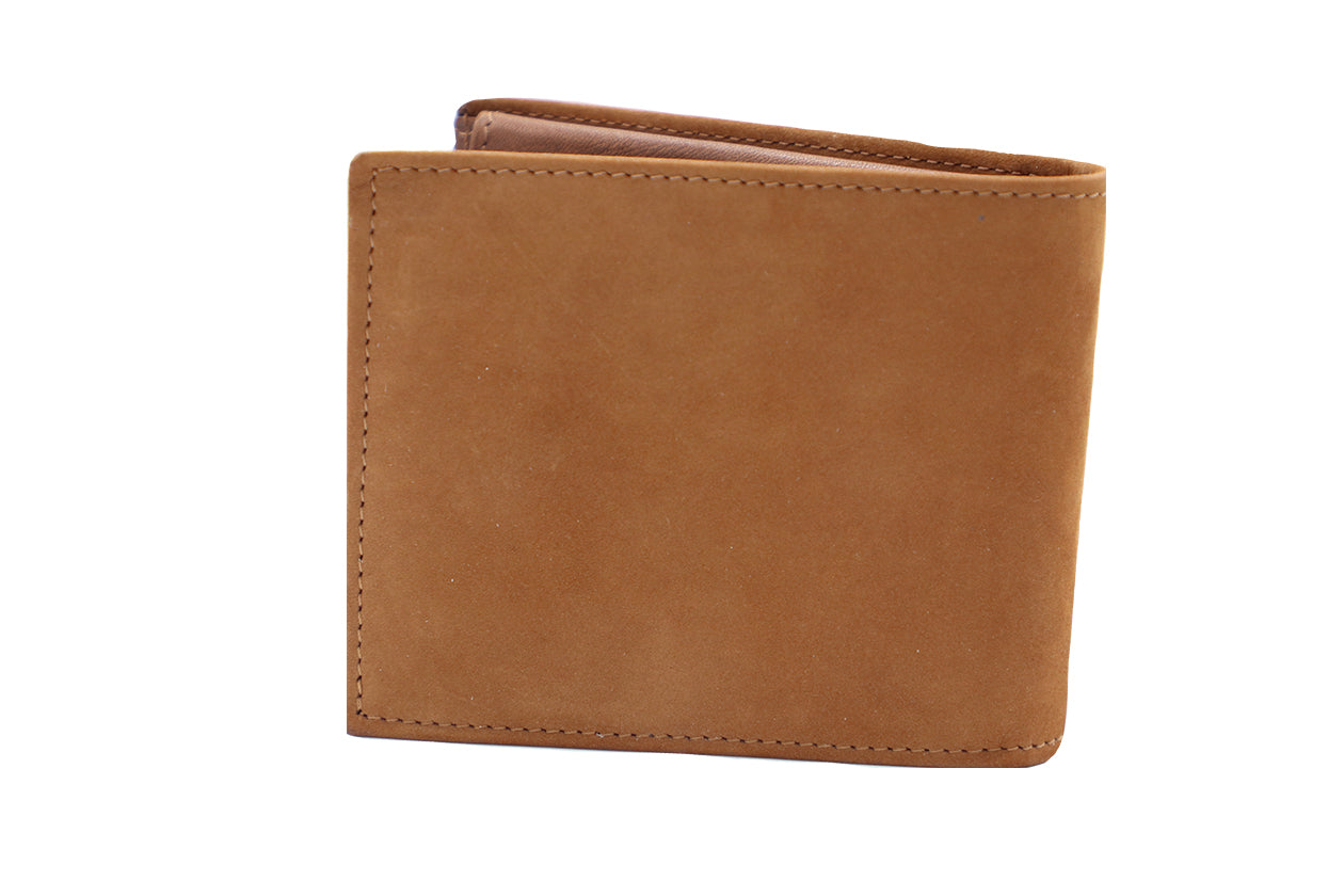 Men's Suede Tan Italian Leather Wallet. 9 Card Slots.100% made in Italy - World Chic