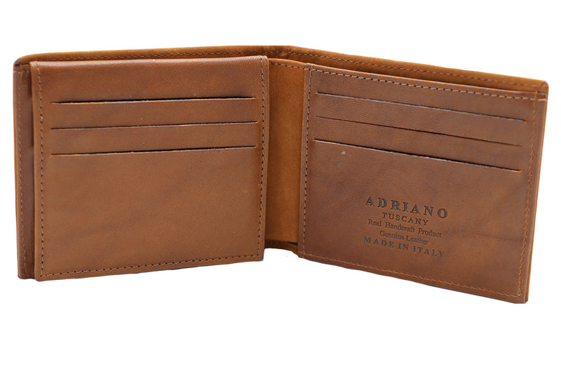 Men's Suede Tan Italian Leather Wallet. 9 Card Slots.100% made in Italy - World Chic