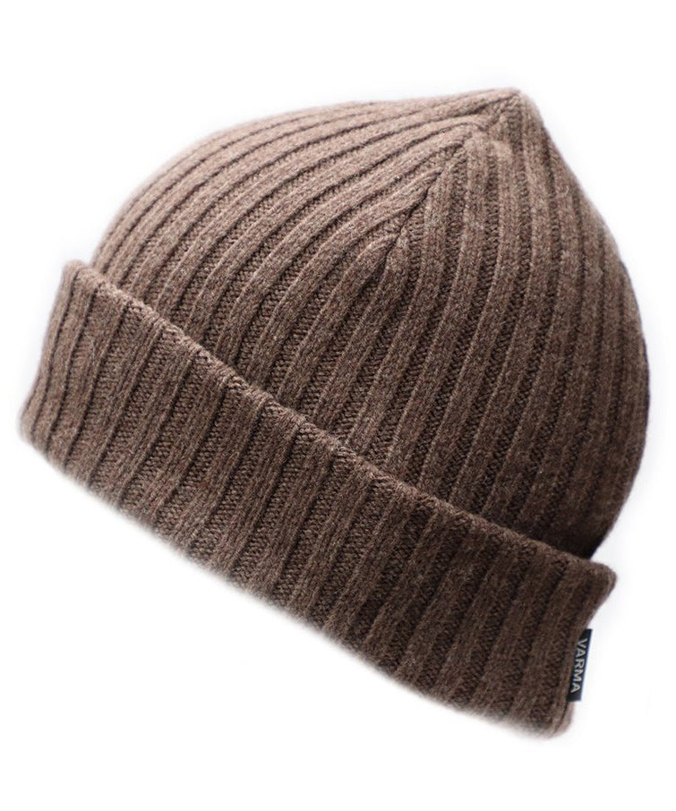 Brown Men and Women's Icelandic Wool Ribbed Beanie - 100% Made in Iceland - World Chic