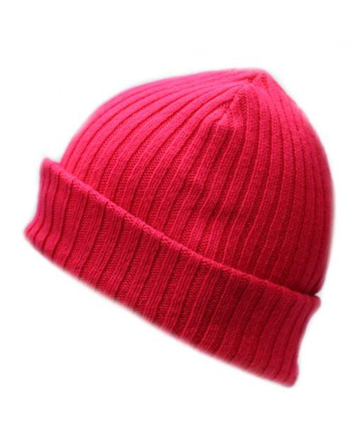 Neon Pink Men and Women's Icelandic Wool Ribbed Beanie - 100% Made in Iceland - World Chic